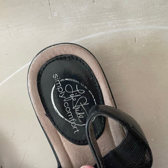 Life Stride Simply Comfort Sandals Size 8.5 Black Slingback Wedge Comfort - Picture 2 of 4